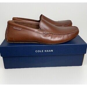 Cole Haan Grand+ Venetian Drivers Men's Size 9.5 Leather Loafers Brown Woodbury